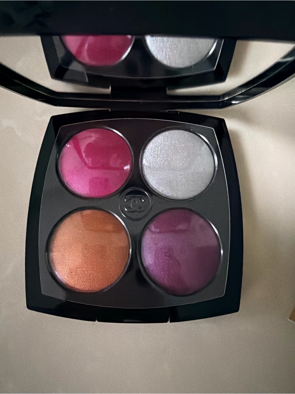 CHANEL Black Compact Palette with White Logo